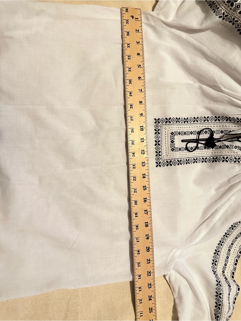 Ukraine | Top | Vintage White Top with Black Embroidered Peasant Blouse - Picture 7 of 11